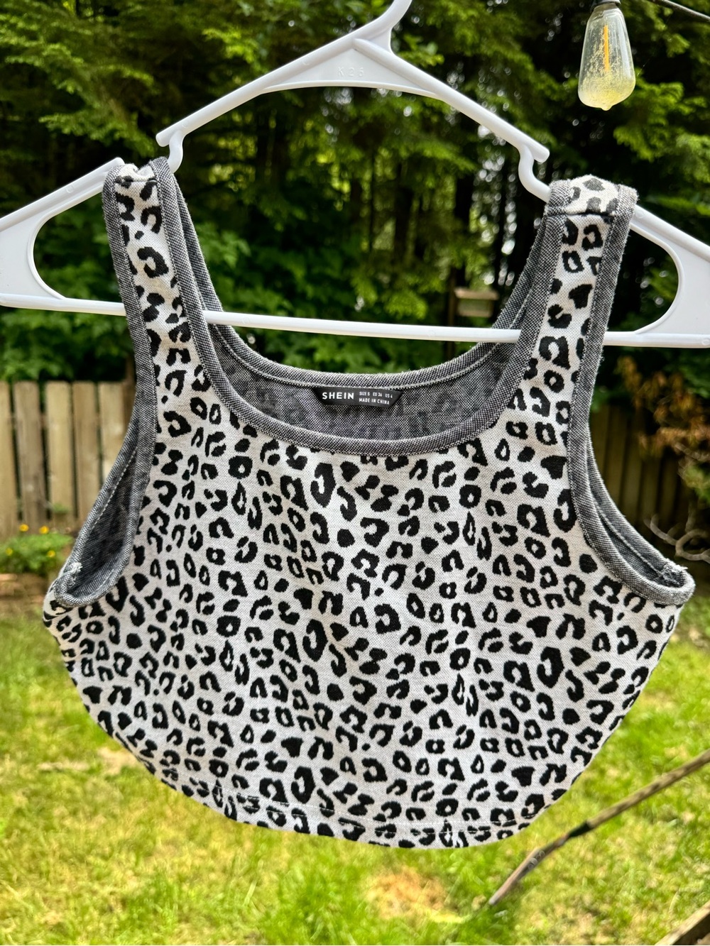 SHEIN Black & White Leopard Print Cropped Tank